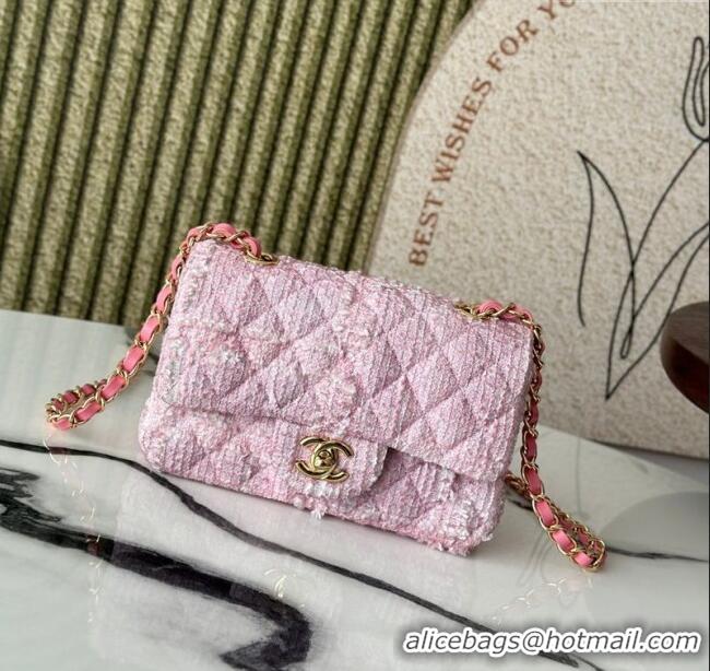 Unique Grade Chanel Tweed Classic Mini Flap Bag A69900 Light Pink 2025