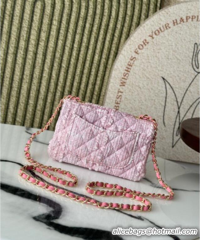 Unique Grade Chanel Tweed Classic Mini Flap Bag A69900 Light Pink 2025