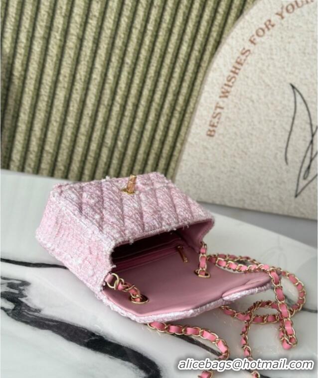 Unique Grade Chanel Tweed Classic Mini Flap Bag A69900 Light Pink 2025