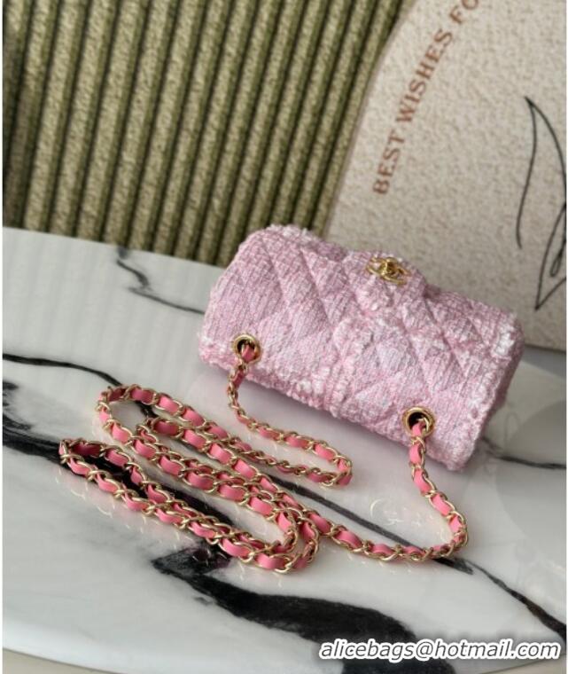 Unique Grade Chanel Tweed Classic Mini Flap Bag A69900 Light Pink 2025