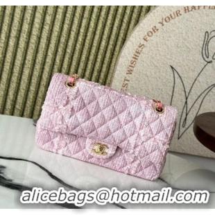 Top Grade Chanel Tweed Classic 11.12 Medium Flap Bag A01112 Light Pink 2025