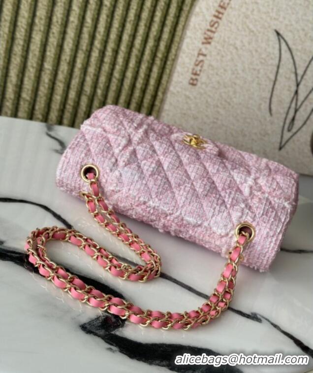 Top Grade Chanel Tweed Classic 11.12 Medium Flap Bag A01112 Light Pink 2025