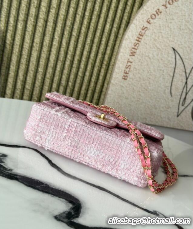 Top Grade Chanel Tweed Classic 11.12 Medium Flap Bag A01112 Light Pink 2025