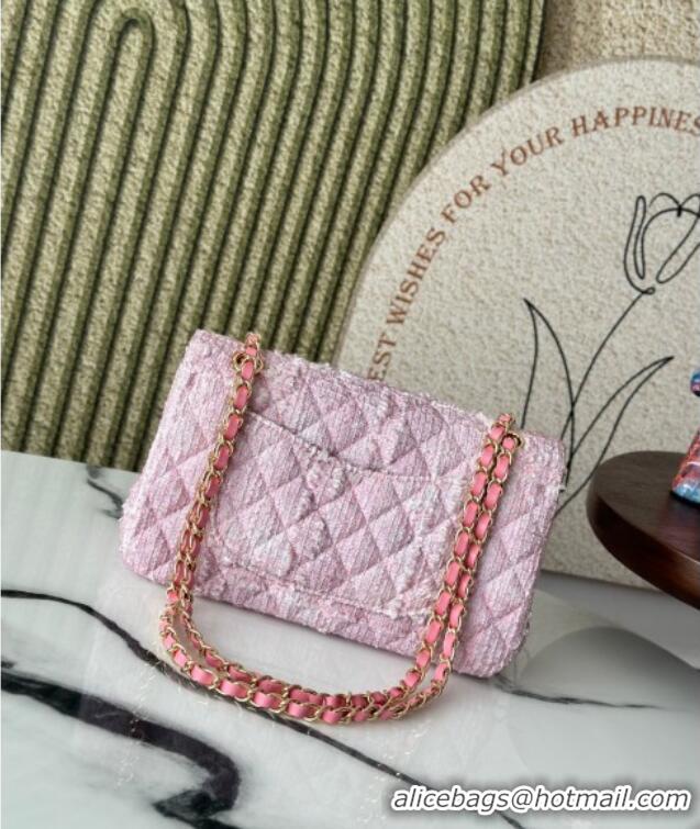 Top Grade Chanel Tweed Classic 11.12 Medium Flap Bag A01112 Light Pink 2025