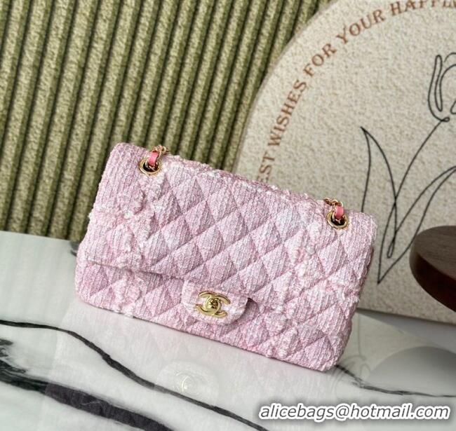 Top Grade Chanel Tweed Classic 11.12 Medium Flap Bag A01112 Light Pink 2025