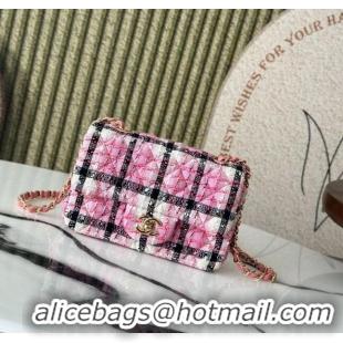 Super Quality Chanel Check Tweed Classic Mini Flap Bag A69900 Pink 2025