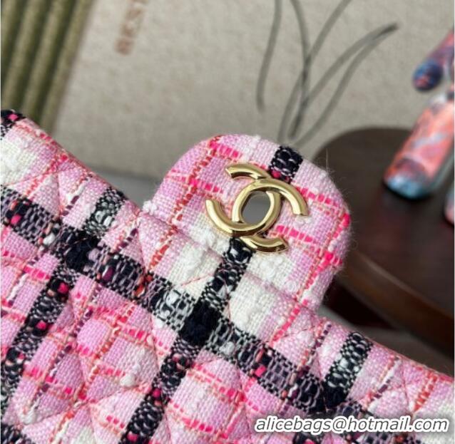 Super Quality Chanel Check Tweed Classic Mini Flap Bag A69900 Pink 2025