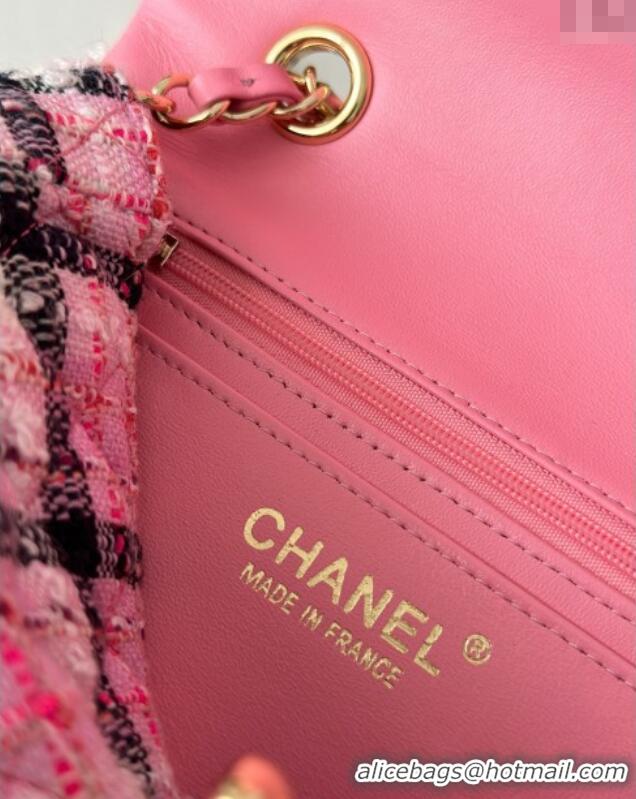 Super Quality Chanel Check Tweed Classic Mini Flap Bag A69900 Pink 2025