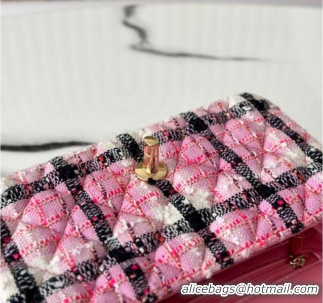 Super Quality Chanel Check Tweed Classic Mini Flap Bag A69900 Pink 2025