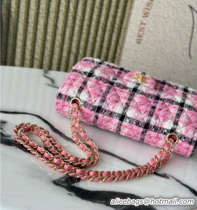 Trendy Design Chanel Check Tweed Classic 11.12 Medium Flap Bag A01112 Pink 2025