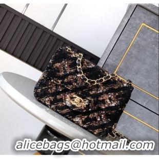 Most Popular Chanel Sequins Mini Flap Bag A99956 Black/Gold 2025