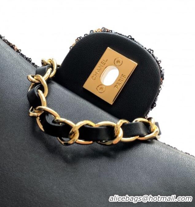 Most Popular Chanel Sequins Mini Flap Bag A99956 Black/Gold 2025