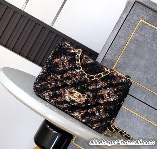 Most Popular Chanel Sequins Mini Flap Bag A99956 Black/Gold 2025