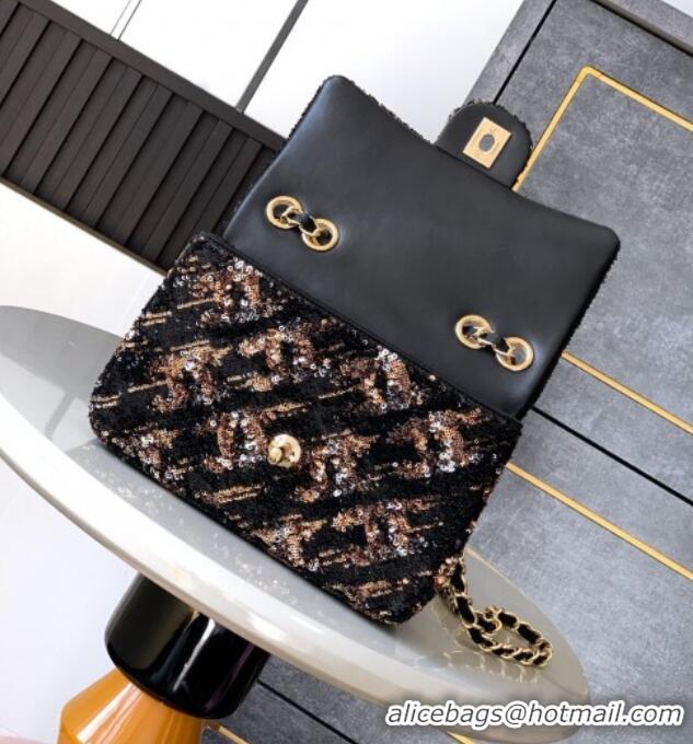 Most Popular Chanel Sequins Mini Flap Bag A99956 Black/Gold 2025