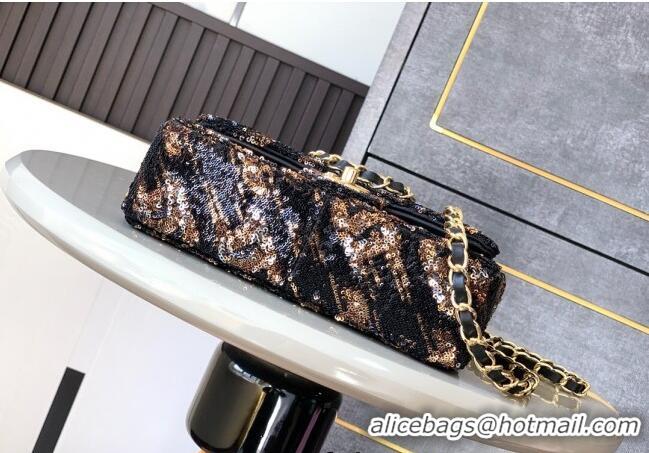 Most Popular Chanel Sequins Mini Flap Bag A99956 Black/Gold 2025