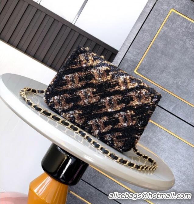 Most Popular Chanel Sequins Mini Flap Bag A99956 Black/Gold 2025