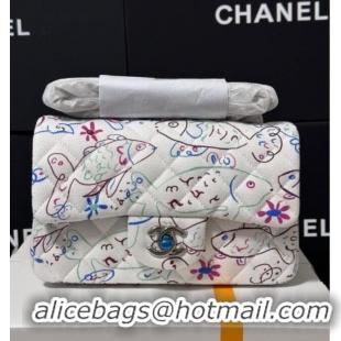 Buy Discount Chanel Flying Fish Print Fabric Classic Mini Flap Bag A69900 White 2025