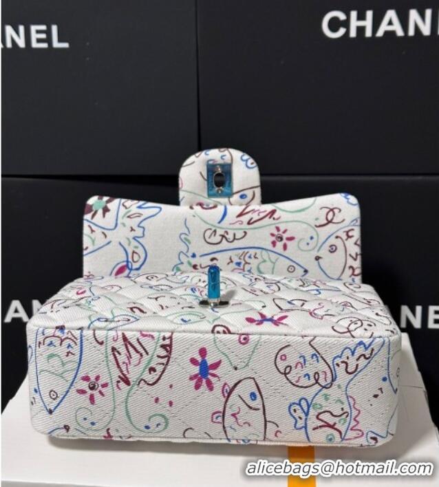 Buy Discount Chanel Flying Fish Print Fabric Classic Mini Flap Bag A69900 White 2025