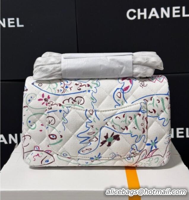 Buy Discount Chanel Flying Fish Print Fabric Classic Mini Flap Bag A69900 White 2025