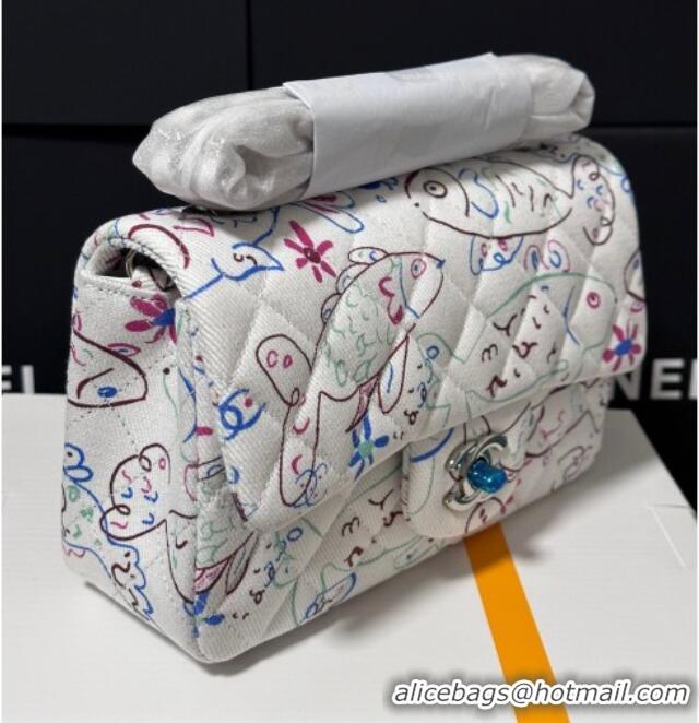 Buy Discount Chanel Flying Fish Print Fabric Classic Mini Flap Bag A69900 White 2025