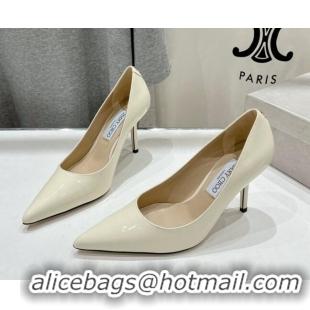 Classic Hot Jimmy Choo Love Pumps 8.5cm in Patent Leather White 1113047