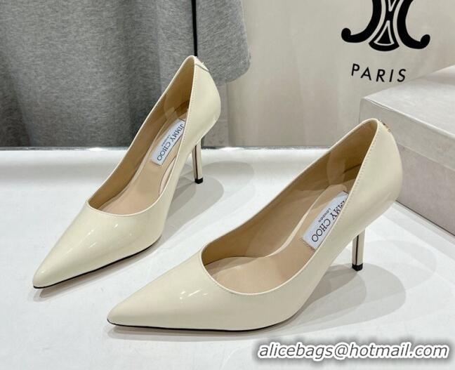 Classic Hot Jimmy Choo Love Pumps 8.5cm in Patent Leather White 1113047