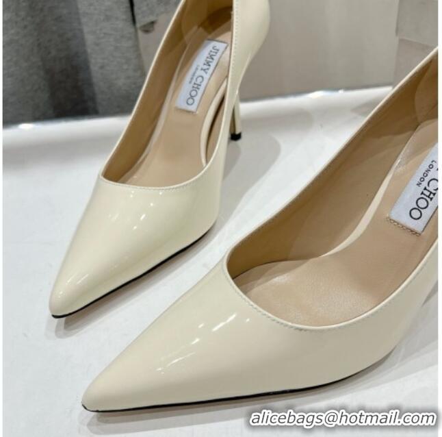 Classic Hot Jimmy Choo Love Pumps 8.5cm in Patent Leather White 1113047