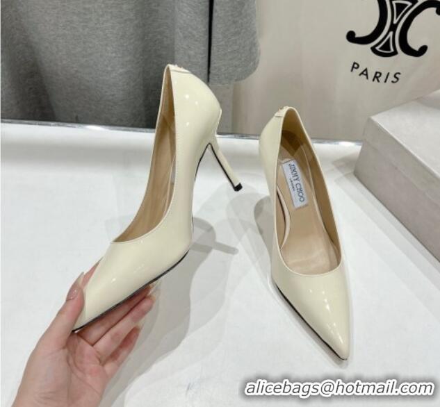 Classic Hot Jimmy Choo Love Pumps 8.5cm in Patent Leather White 1113047