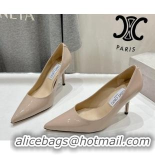 Top Grade Jimmy Choo Love Pumps 8.5cm in Patent Leather Nude 1113049