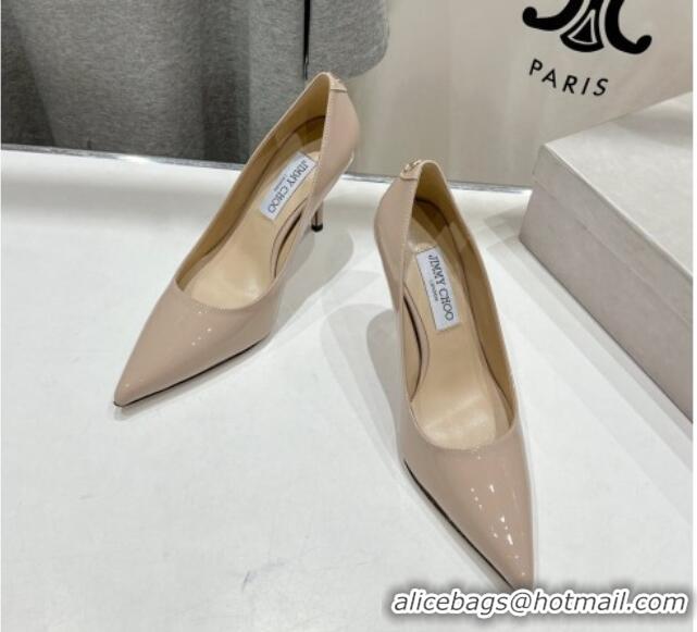 Top Grade Jimmy Choo Love Pumps 8.5cm in Patent Leather Nude 1113049