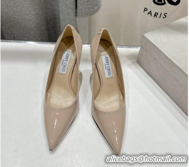 Top Grade Jimmy Choo Love Pumps 8.5cm in Patent Leather Nude 1113049