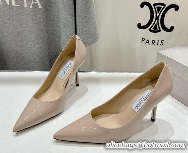 Top Grade Jimmy Choo Love Pumps 8.5cm in Patent Leather Nude 1113049