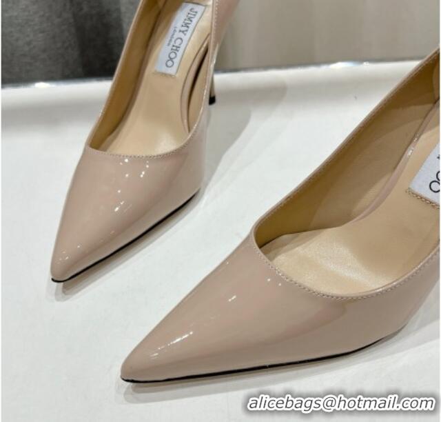 Top Grade Jimmy Choo Love Pumps 8.5cm in Patent Leather Nude 1113049