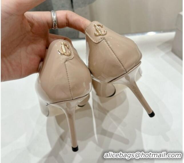 Top Grade Jimmy Choo Love Pumps 8.5cm in Patent Leather Nude 1113049