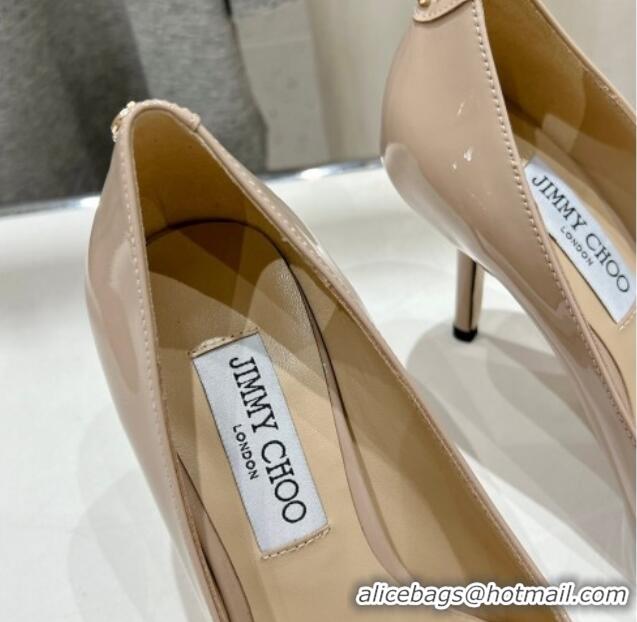 Top Grade Jimmy Choo Love Pumps 8.5cm in Patent Leather Nude 1113049