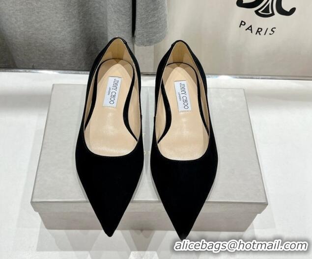 Unique Style Jimmy Choo Love Pointed Ballet Flat in Suede Black 1113050