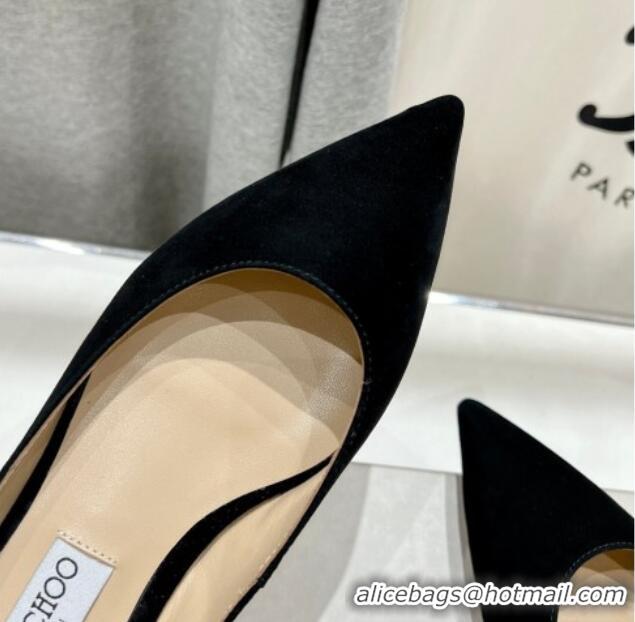 Unique Style Jimmy Choo Love Pointed Ballet Flat in Suede Black 1113050