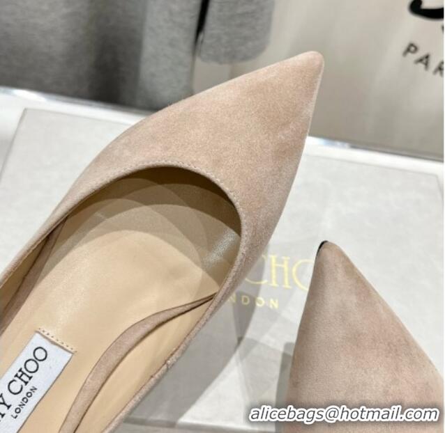 Good Looking Jimmy Choo Love Pointed Ballet Flat in Suede Beige 1113051