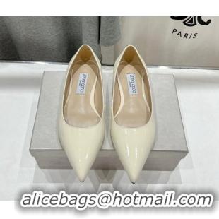 Best Product Jimmy Choo Love Pointed Ballet Flat in Patent Leather White 1113052