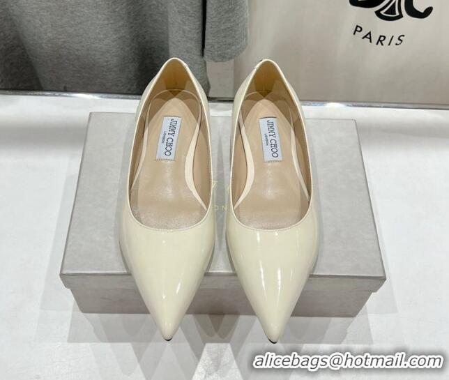 Best Product Jimmy Choo Love Pointed Ballet Flat in Patent Leather White 1113052