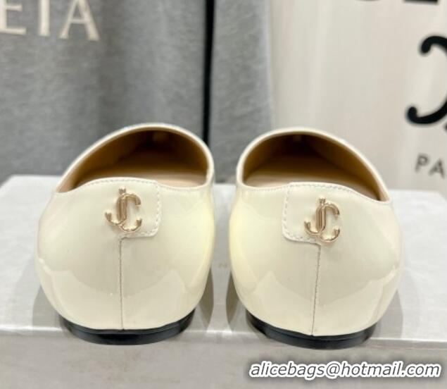 Best Product Jimmy Choo Love Pointed Ballet Flat in Patent Leather White 1113052