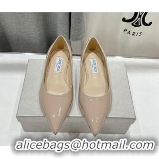 Grade Quality Jimmy Choo Love Pointed Ballet Flat in Patent Leather Nude 1113053