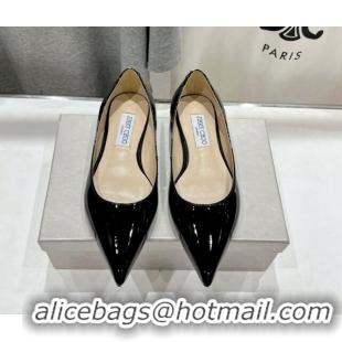 Pretty Style Jimmy Choo Love Pointed Ballet Flat in Patent Leather Black 1113054