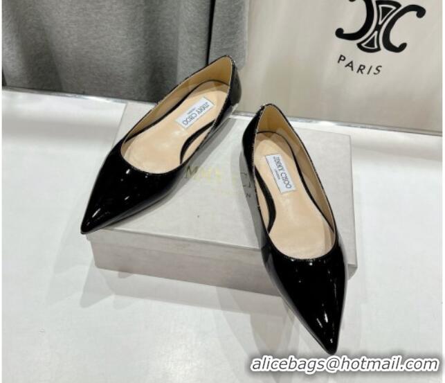 Pretty Style Jimmy Choo Love Pointed Ballet Flat in Patent Leather Black 1113054