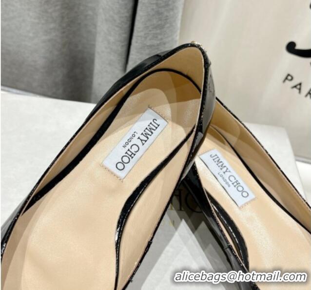 Pretty Style Jimmy Choo Love Pointed Ballet Flat in Patent Leather Black 1113054