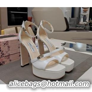 Shop Duplicate Jimmy Choo Claressa Platform High Heel Sandals 12.5cm in Black Nappa Leather White 1122103