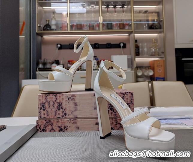 Shop Duplicate Jimmy Choo Claressa Platform High Heel Sandals 12.5cm in Black Nappa Leather White 1122103