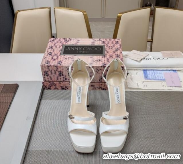 Shop Duplicate Jimmy Choo Claressa Platform High Heel Sandals 12.5cm in Black Nappa Leather White 1122103