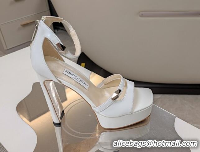 Shop Duplicate Jimmy Choo Claressa Platform High Heel Sandals 12.5cm in Black Nappa Leather White 1122103