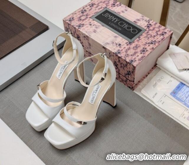 Shop Duplicate Jimmy Choo Claressa Platform High Heel Sandals 12.5cm in Black Nappa Leather White 1122103